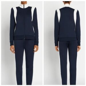New Tory Burch Track Zip-Up Colorblock Navy/Whiye Jacket Small NWOT